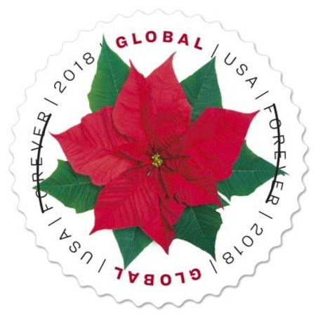 100 Poinsettia Stamps Unused Global Christmas Forever Stamps for Mailing